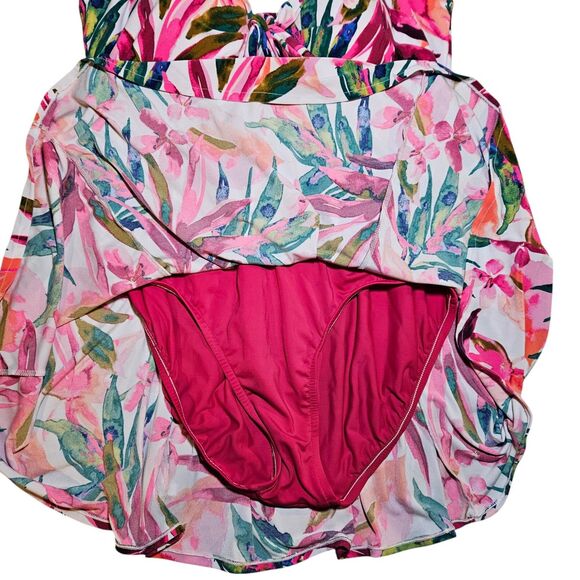 Bal Harbour 16W Hip Minimizer Tropical One-Piece Swimsuit Dress Vacation Resort - Picture 8 of 12